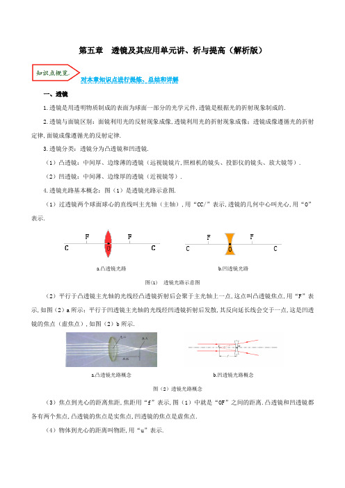 【2020初中物理】第5章  透镜及其应用(分章考点讲、析与提高)(解析版)