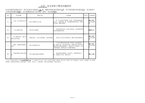 小学党支部班子整改问题清单