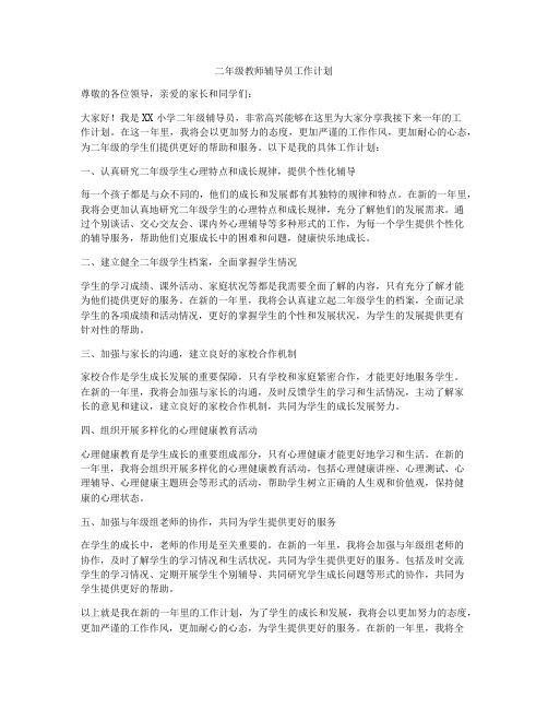 二年级教师辅导员工作计划