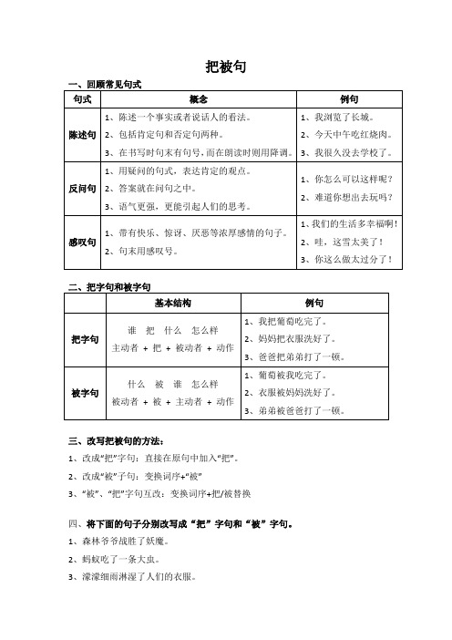 二年级把被句转换及练习