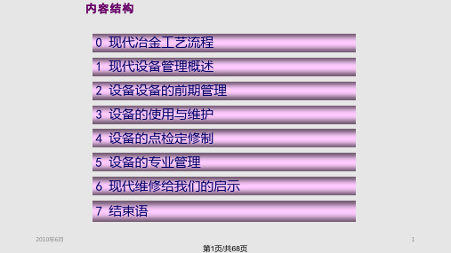 现代冶金设备管理务实讲座PPT课件