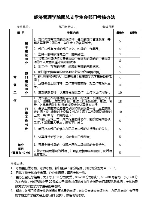 经济管理学院团总支学生会部门考核办法