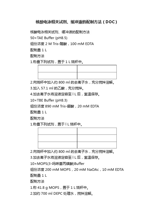 核酸电泳相关试剂、缓冲液的配制方法（DOC）