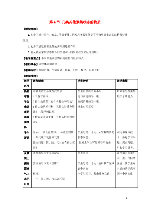 高中化学第3章物质的聚集状态与物质性质3.4几类其它聚集状态的物质教案鲁科版选修3