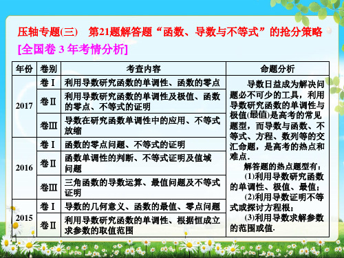 2018届高考数学(理)二轮复习课件(一) 压轴专题(三) 第21题解答题“函数、导数与不等式”的抢分策略