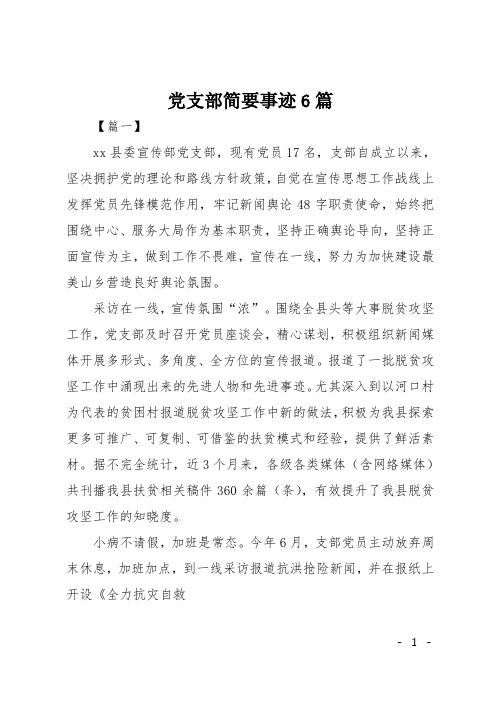 党支部简要事迹6篇