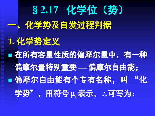 物理化学：2.17化学位(势)