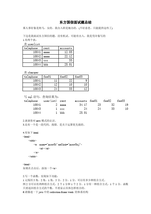 东方国信面试题