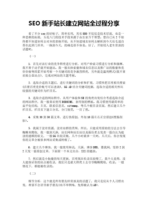 SEO新手站长建立网站全过程分享