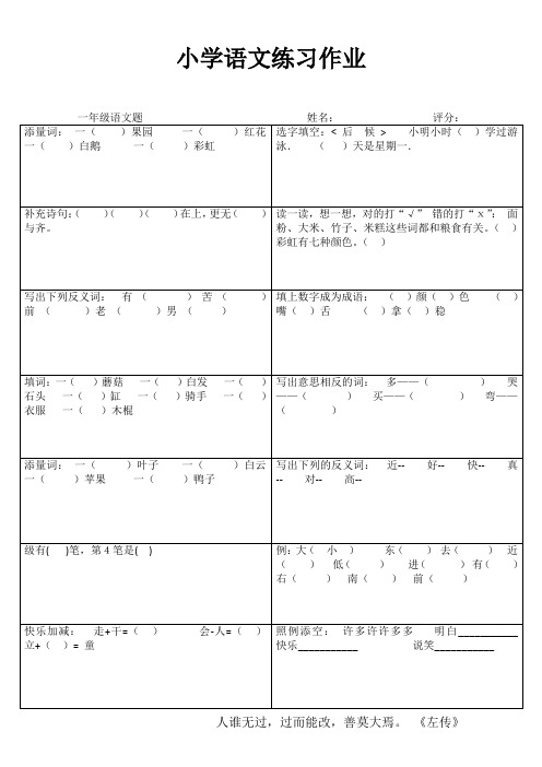 小学一年级语文每日一练II (55)