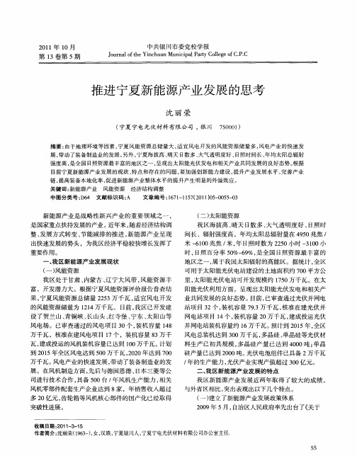 推进宁夏新能源产业发展的思考