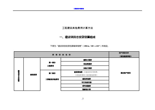 工程建设其他费用计算方法