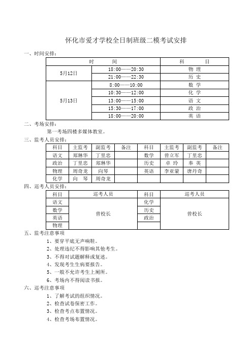 二模安排