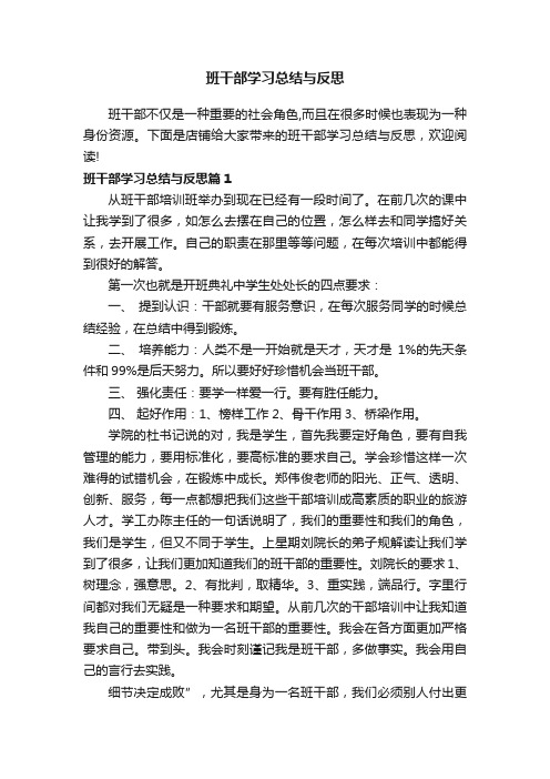 班干部学习总结与反思