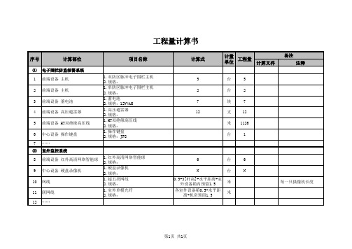 智能化系统工程量计算书