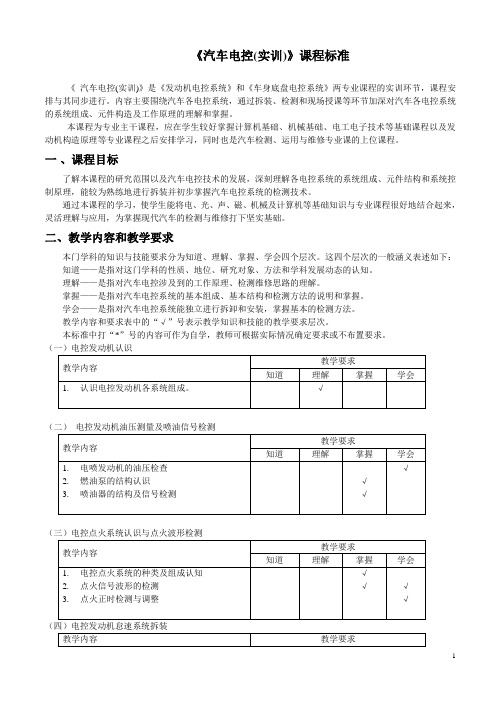 《 汽车电控(实训)》课程标准(1)