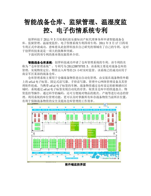 智能战备仓库、监狱管理、温湿度监控、电子伤情系统专利