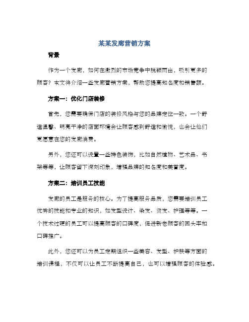 某某发廊营销方案