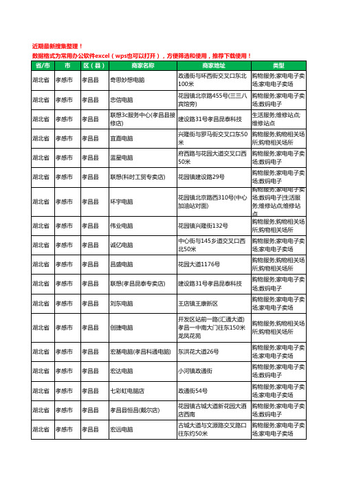 2020新版湖北省孝感市孝昌县电脑工商企业公司商家名录名单黄页联系方式电话大全38家