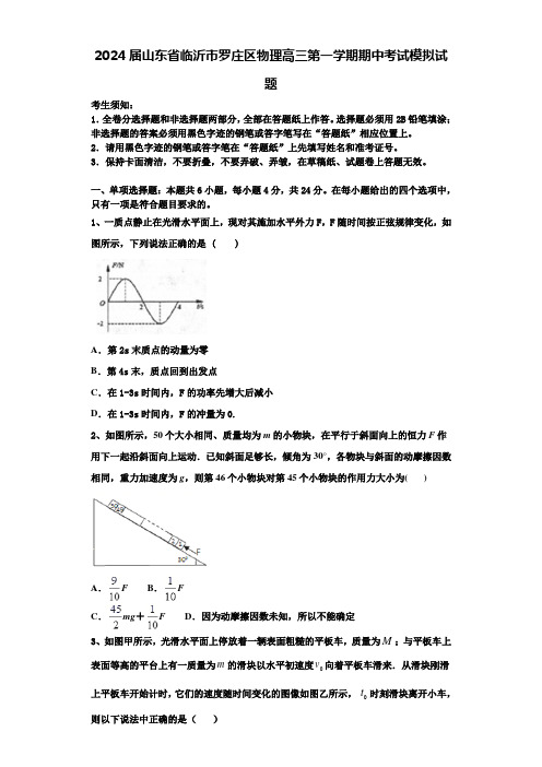 2024届山东省临沂市罗庄区物理高三第一学期期中考试模拟试题含解析