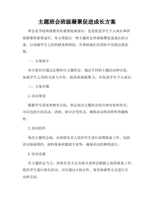 主题班会班级凝聚促进成长方案