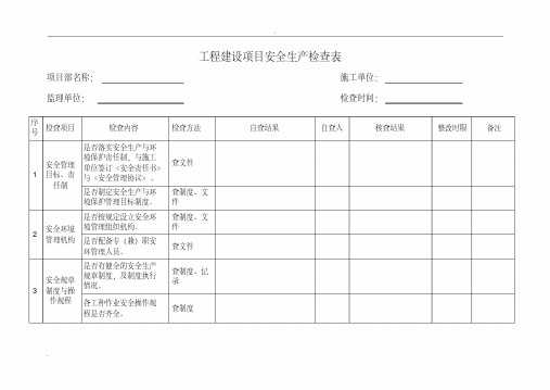 工程建设项目安全检查表