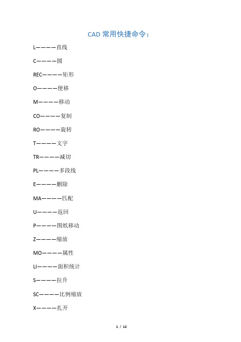 CAD2007快捷键大全