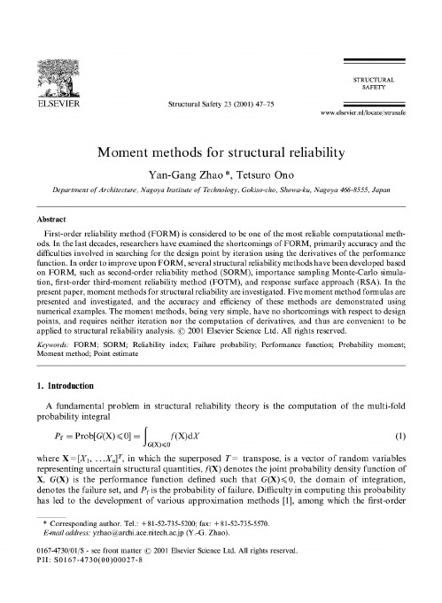 Moment methods for structural reliability