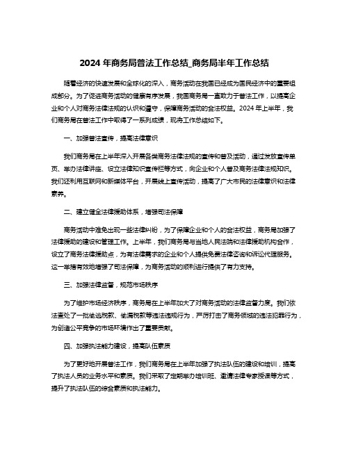 2024年商务局普法工作总结_商务局半年工作总结