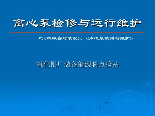 离心泵的检修与运行维护部分培训教材1