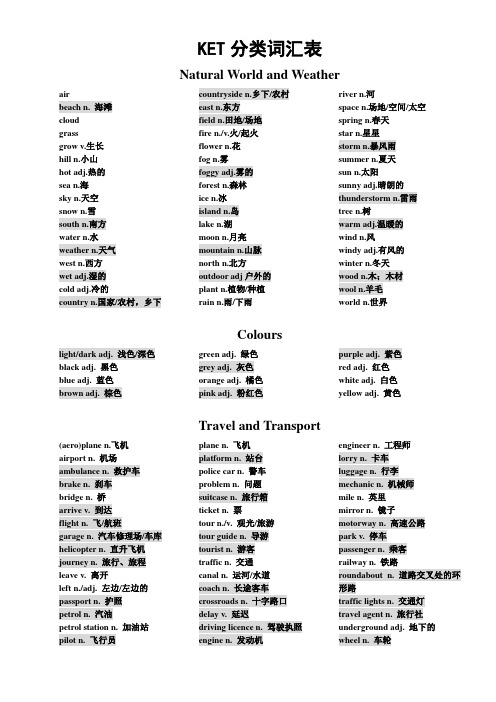 ket分类词汇表