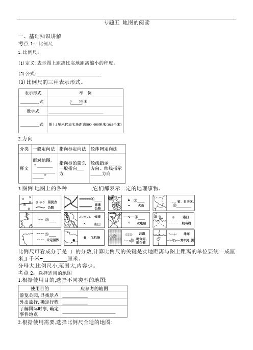 专题四 地图的阅读 七年级地理上册中考复习