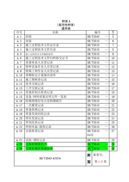 SH-T3543附录A-通用表填写说明