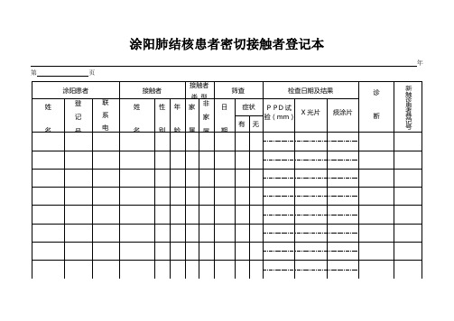 涂阳肺结核患者密切接触者登记本