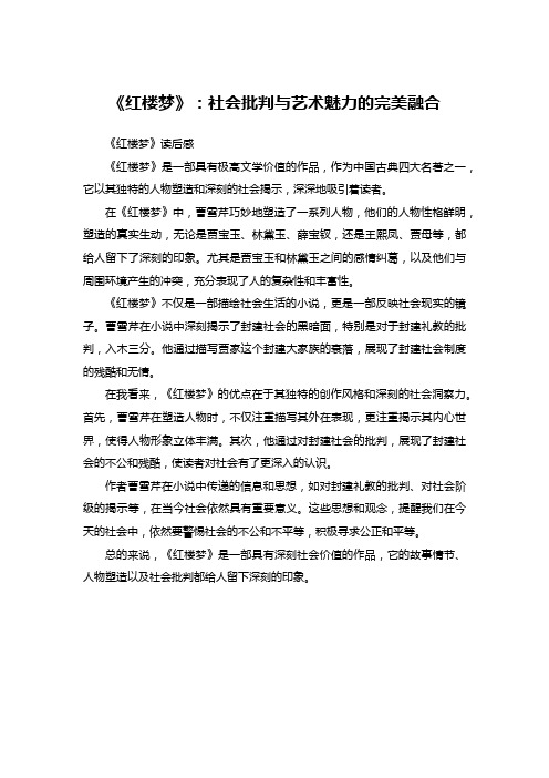 《红楼梦》：社会批判与艺术魅力的完美融合