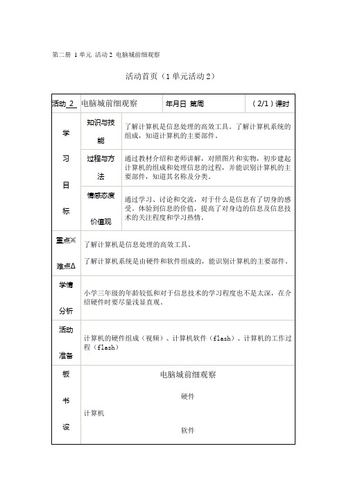 第二册 1单元 活动2 电脑城前细观察