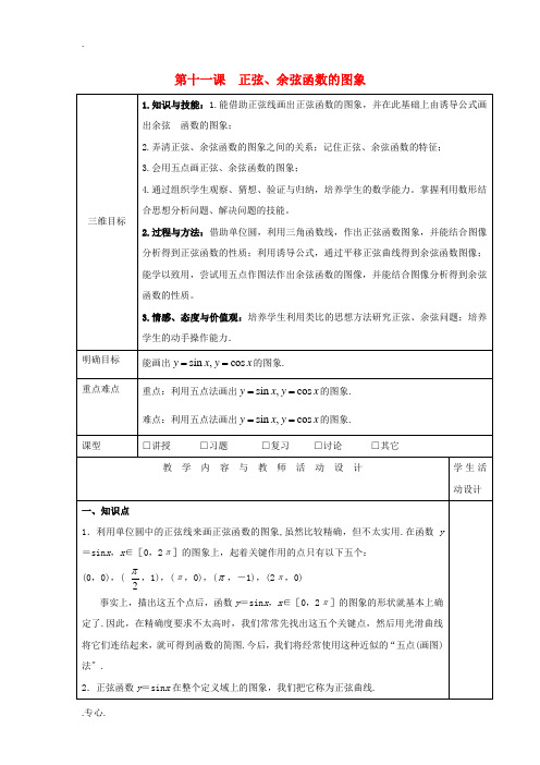 高中数学 第十一课 正弦、余弦函数的图象教学设计 新人教A版必修4-新人教A版高一必修4数学教案