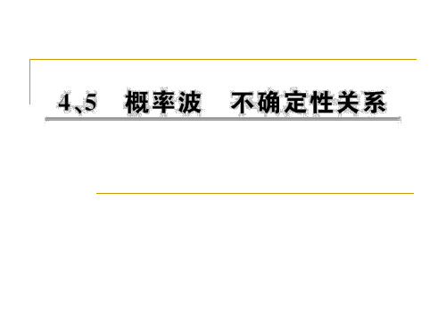 概率波 不确定性关系 课件