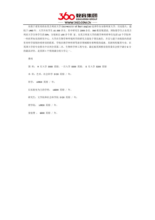 东英吉利大学学费