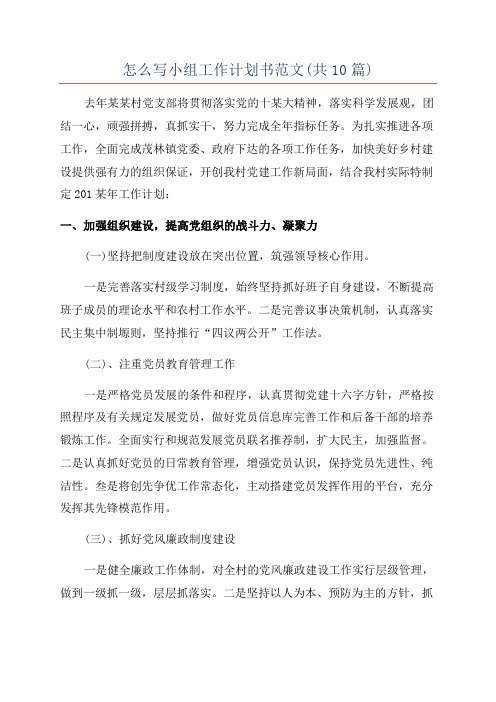 怎么写小组工作计划书范文(共10篇)