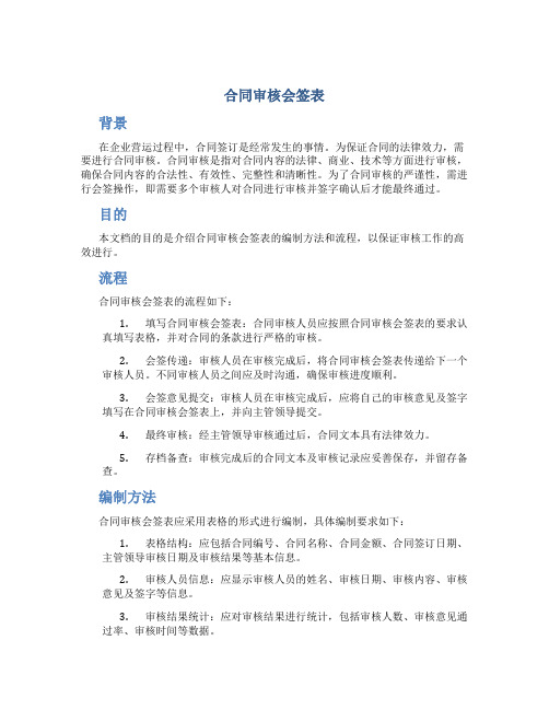 《合同审核会签表》