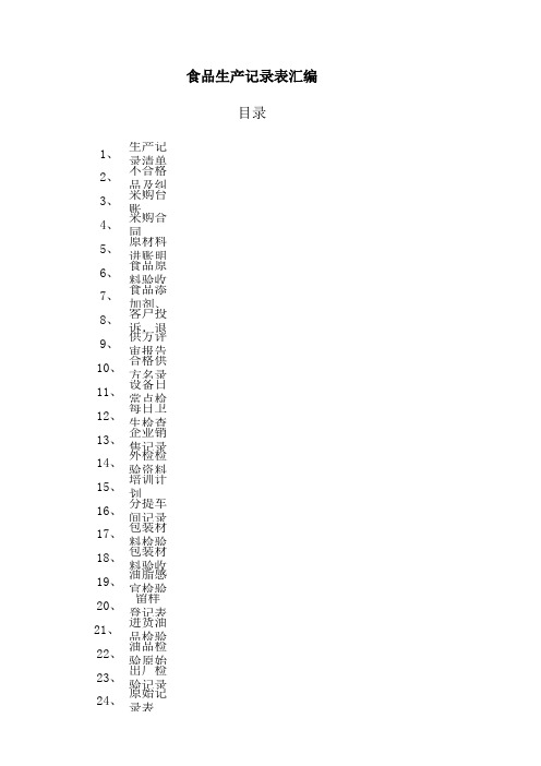 食品生产记录表汇编