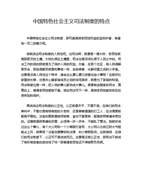 中国特色社会主义司法制度的特点