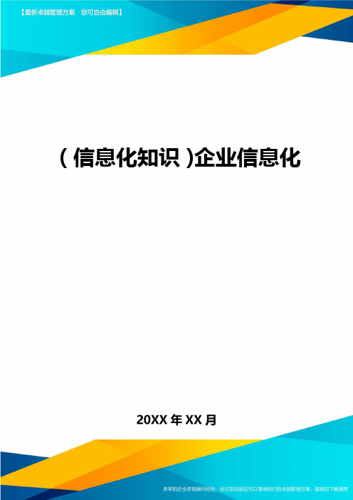 {信息化知识}企业信息化