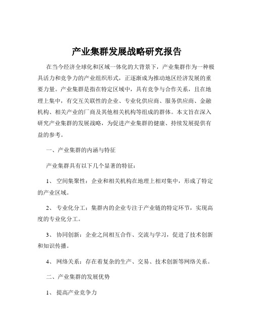 产业集群发展战略研究报告