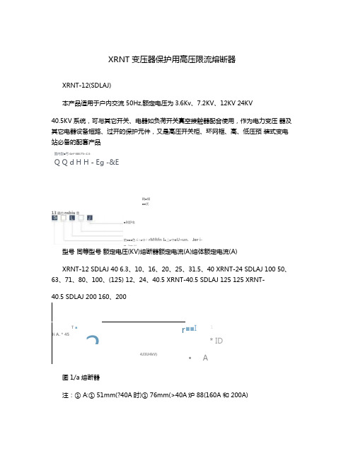 XRNT变压器保护用高压限流熔断器