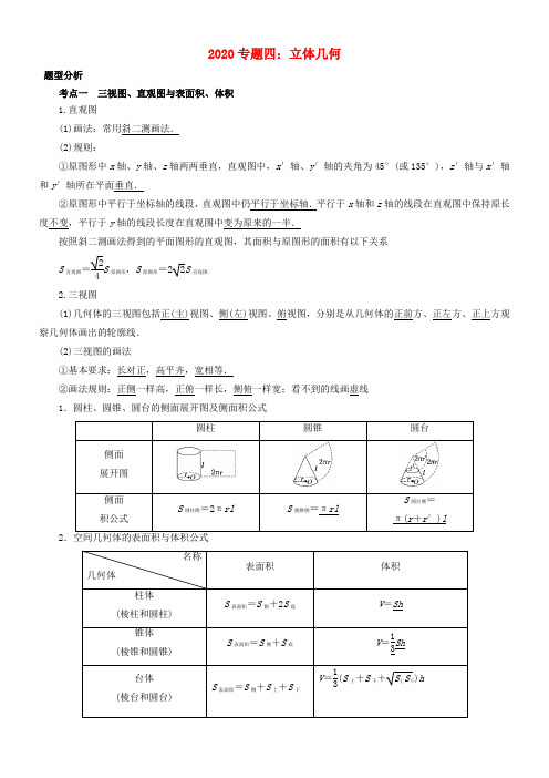 2020年高考数学 专题四 立体几何题型分析 理