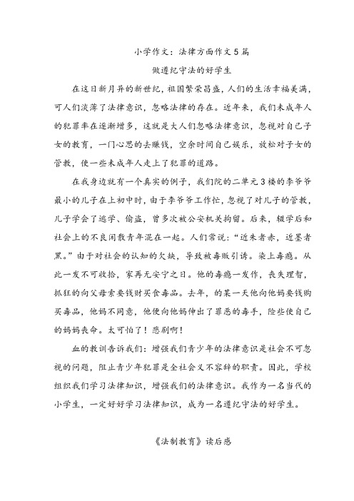 小学作文:法律方面作文5篇