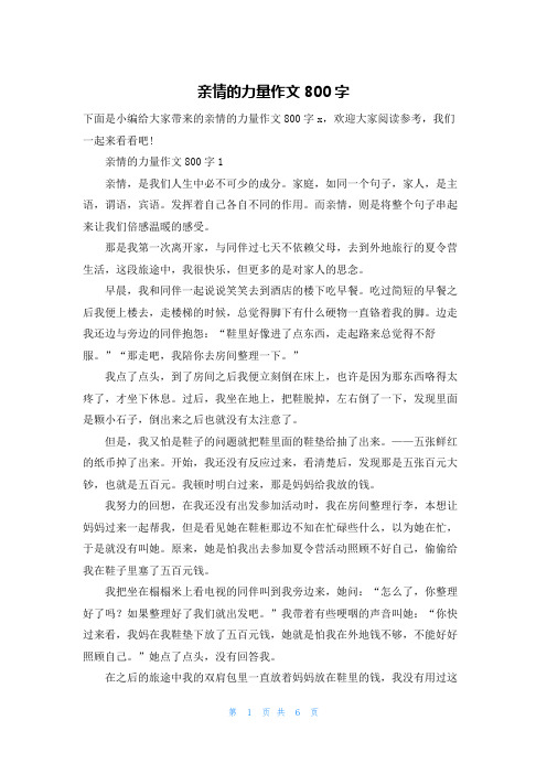 亲情的力量作文800字