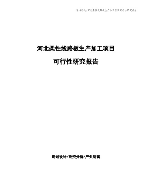 河北柔性线路板生产加工项目可行性研究报告